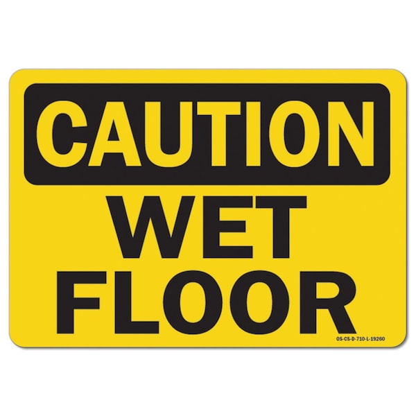 OSHA Caution, 3.5" Height, Decal, 5" x 3.5", Landscape, PK10, Wet Floor